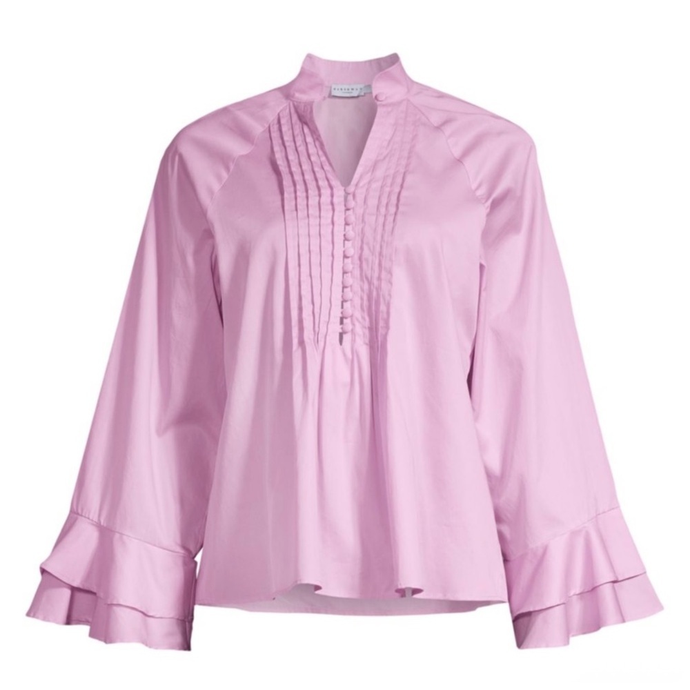 Harshman | Nagisa Ruffle Cuff Pin Tuck Popover Shirt Orchid | 2X - Picture 5 of 14